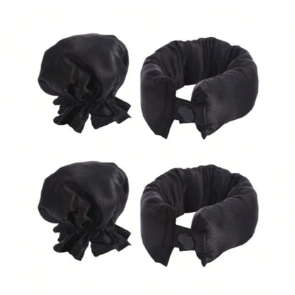 2/4/6Pcs Satin Heatless Curling Set Overnight Curl Blowout Rods Soft Hair Curlers to Sleep in Bun Bons Heatless Curls Bonnet Cap