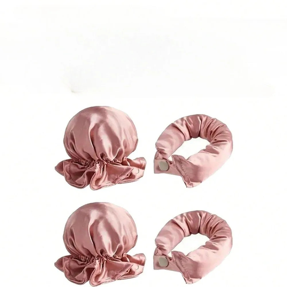 2/4/6Pcs Satin Heatless Curling Set Overnight Curl Blowout Rods Soft Hair Curlers to Sleep in Bun Bons Heatless Curls Bonnet Cap