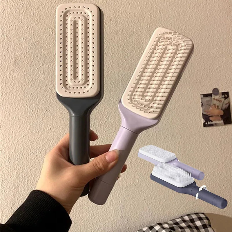 Rotatable Self Cleaning Hair Brush Massage Air Cushion Comb Magic Retractable Comb for Women Anti-Static Hair Smoothing Comb