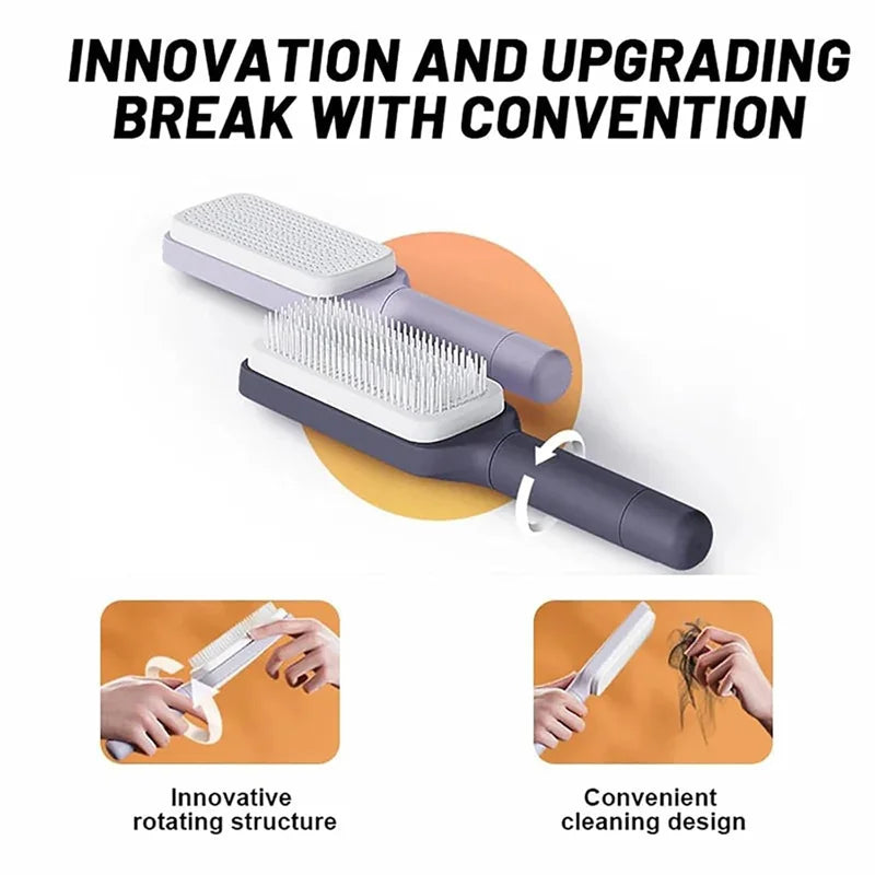 Rotatable Self Cleaning Hair Brush Massage Air Cushion Comb Magic Retractable Comb for Women Anti-Static Hair Smoothing Comb