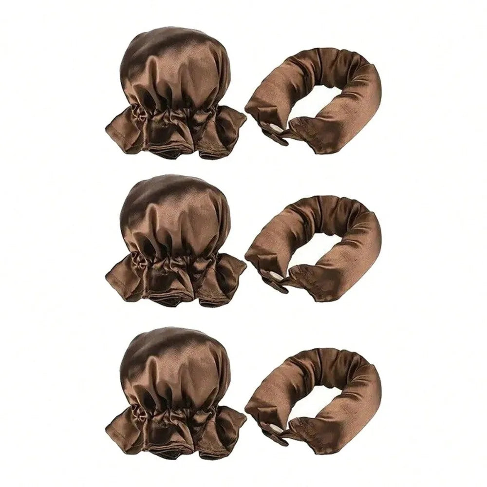 2/4/6Pcs Satin Heatless Curling Set Overnight Curl Blowout Rods Soft Hair Curlers to Sleep in Bun Bons Heatless Curls Bonnet Cap