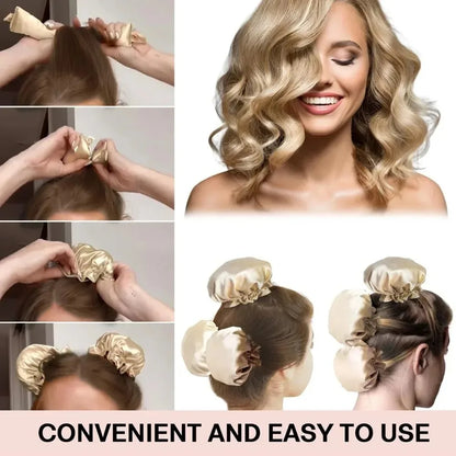 2/4/6Pcs Satin Heatless Curling Set Overnight Curl Blowout Rods Soft Hair Curlers to Sleep in Bun Bons Heatless Curls Bonnet Cap